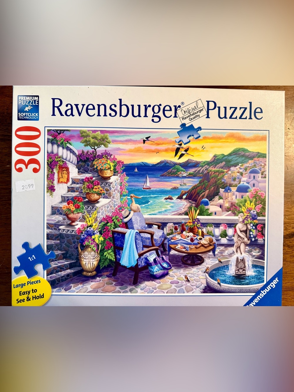 Ravensburger 300 piece “Santorini Sunset” Blue & Turquoise Mediterranean Sea